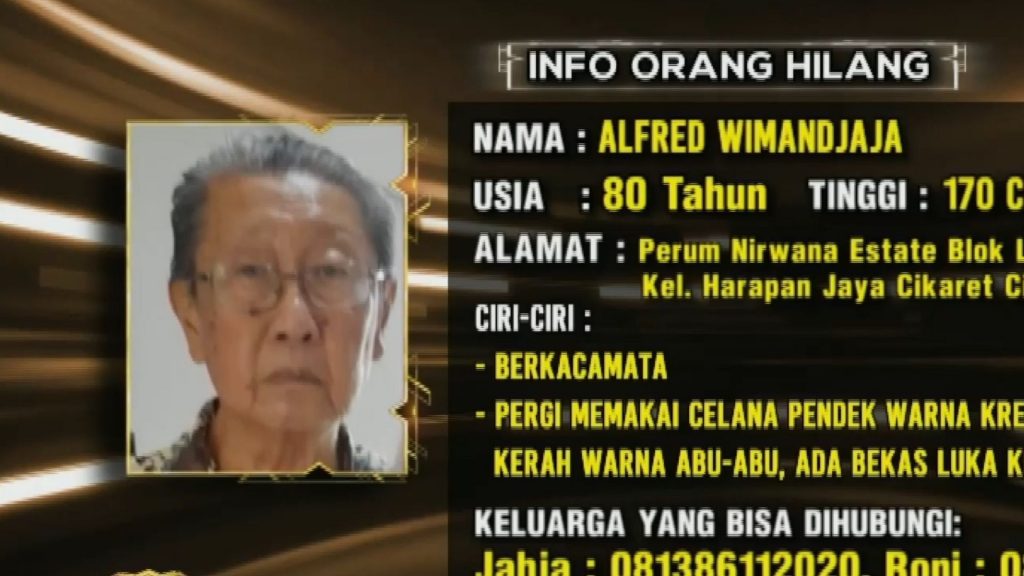 Info Orang Hilang : Alfred Wimandjaja