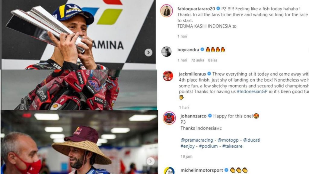 Ucapan Terima Kasih Para Pebalap MotoGP untuk Indonesia