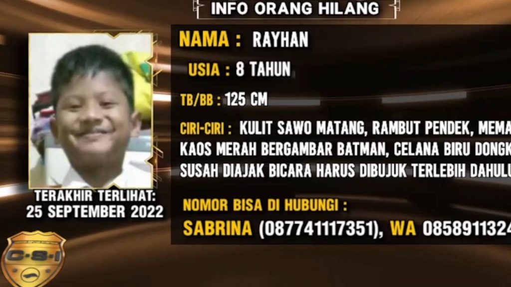 Info Orang Hilang : Rayhan
